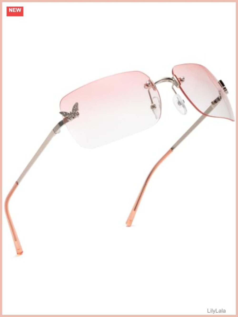 Y2K Rhinestone Butterfly Rectangle Sunglasses UV400 Rave Festival